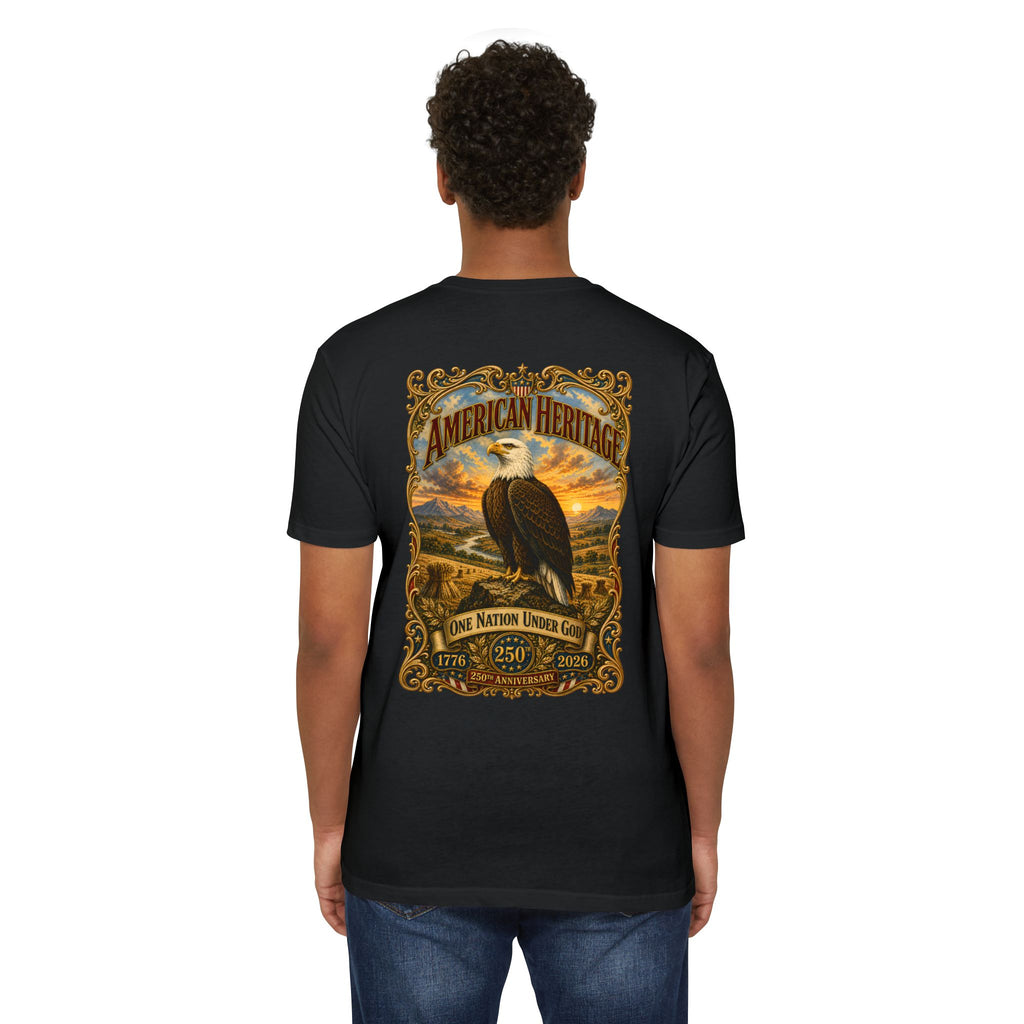 Heritage Print Co - American Heritage - One Nation Under God with Eagle - USA 250 Years - 4th of July - Next Level 6210 CVC Super Soft T-Shirt