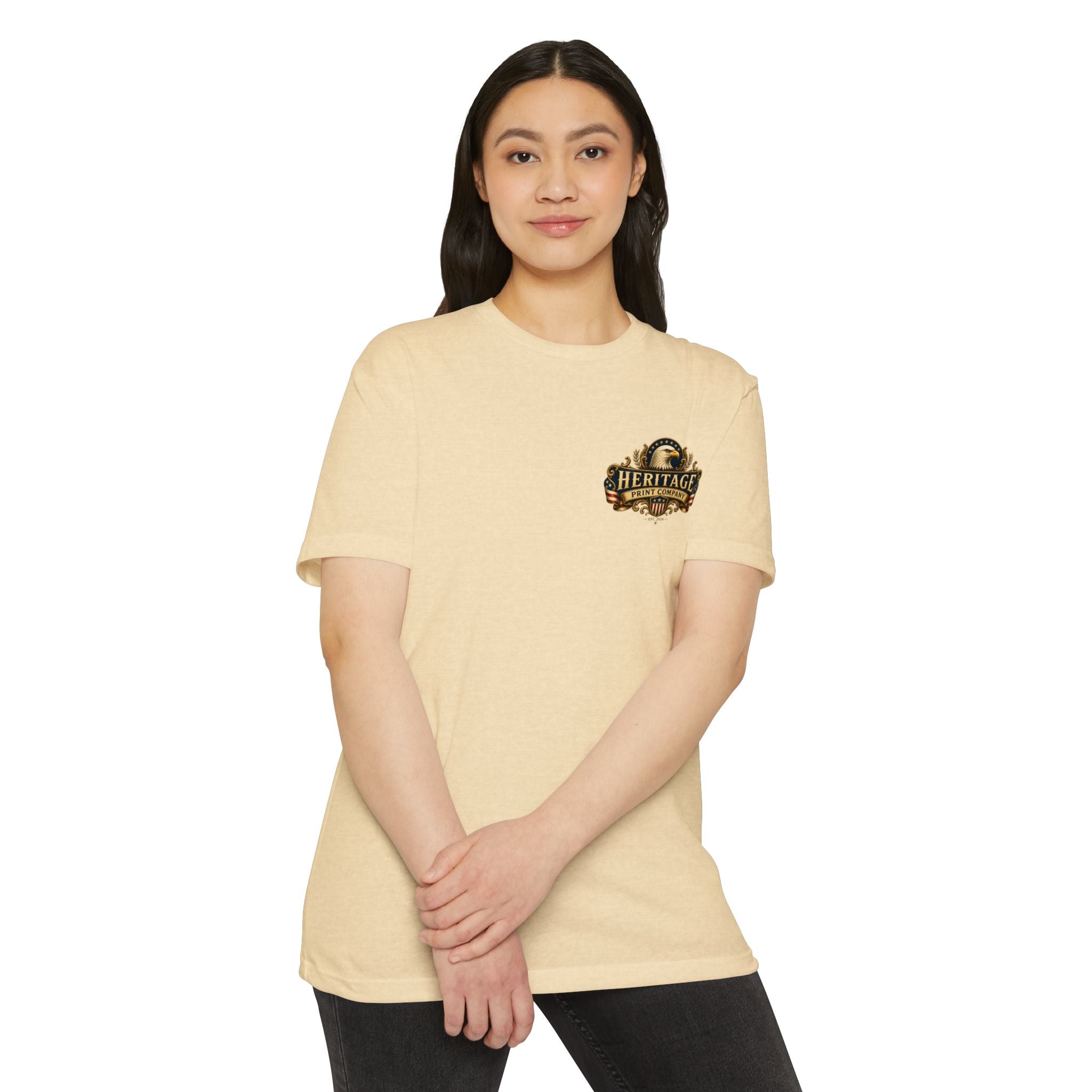 Heritage Print Co - American Spirit - Faith Freedom Country with Eagle - USA 250 years - 4th of July - Next Level 6210 CVC Super Soft T-Shirt