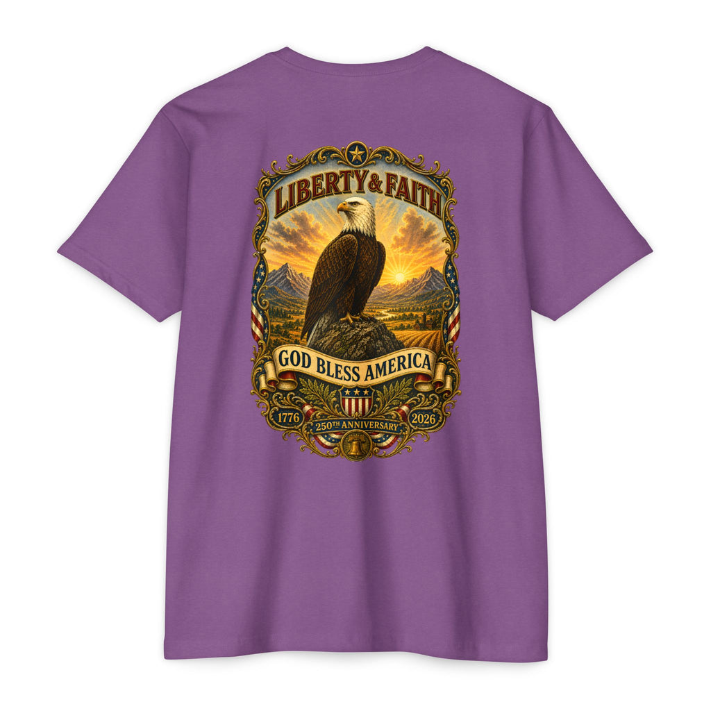 Heritage Print Co - Liberty & Faith Eagle - God Bless America - USA 250 years - 4th of July - Next Level 6210 CVC Super Soft T-Shirt