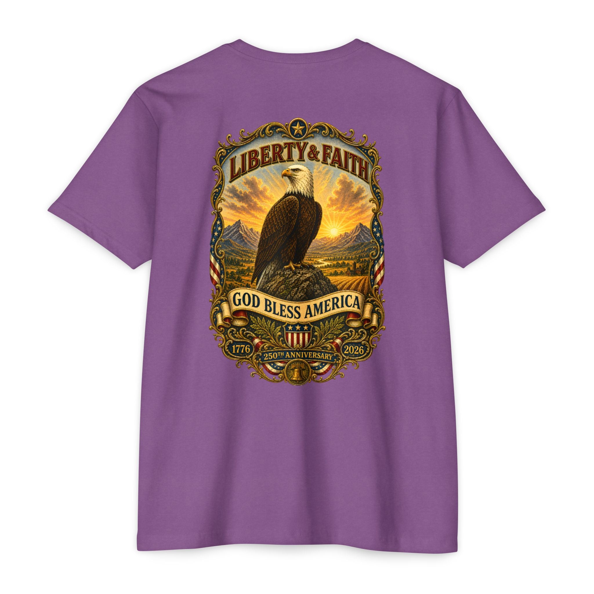 Heritage Print Co - Liberty & Faith Eagle - God Bless America - USA 250 years - 4th of July - Next Level 6210 CVC Super Soft T-Shirt