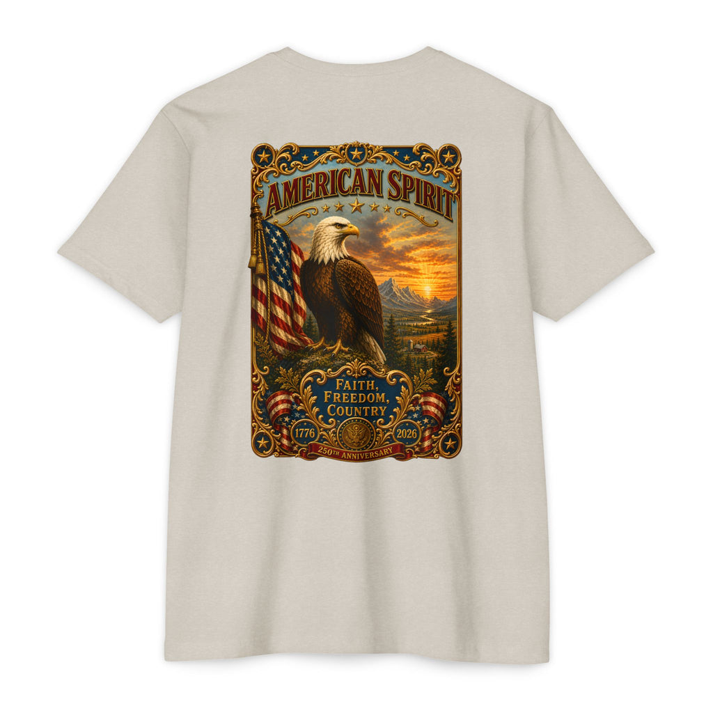 Heritage Print Co - American Spirit - Faith Freedom Country with Eagle - USA 250 years - 4th of July - Next Level 6210 CVC Super Soft T-Shirt