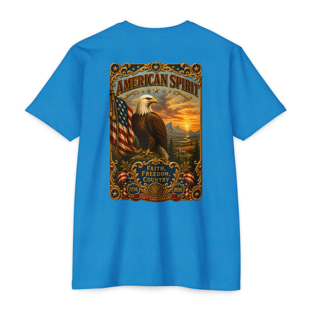 Heritage Print Co - American Spirit - Faith Freedom Country with Eagle - USA 250 years - 4th of July - Next Level 6210 CVC Super Soft T-Shirt
