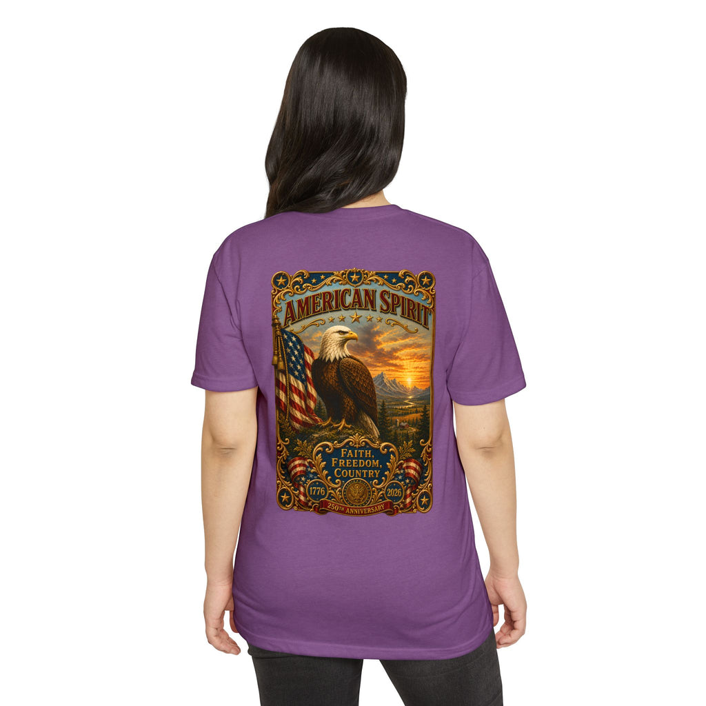 Heritage Print Co - American Spirit - Faith Freedom Country with Eagle - USA 250 years - 4th of July - Next Level 6210 CVC Super Soft T-Shirt