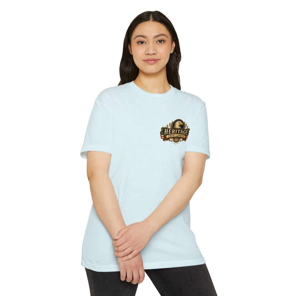Heritage Print Co - One Nation Under God with Eagle - USA 250th Anniversary 4th of July - Next Level 6210 CVC Super Soft T-Shirt