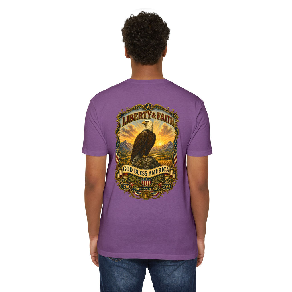 Heritage Print Co - Liberty & Faith Eagle - God Bless America - USA 250 years - 4th of July - Next Level 6210 CVC Super Soft T-Shirt