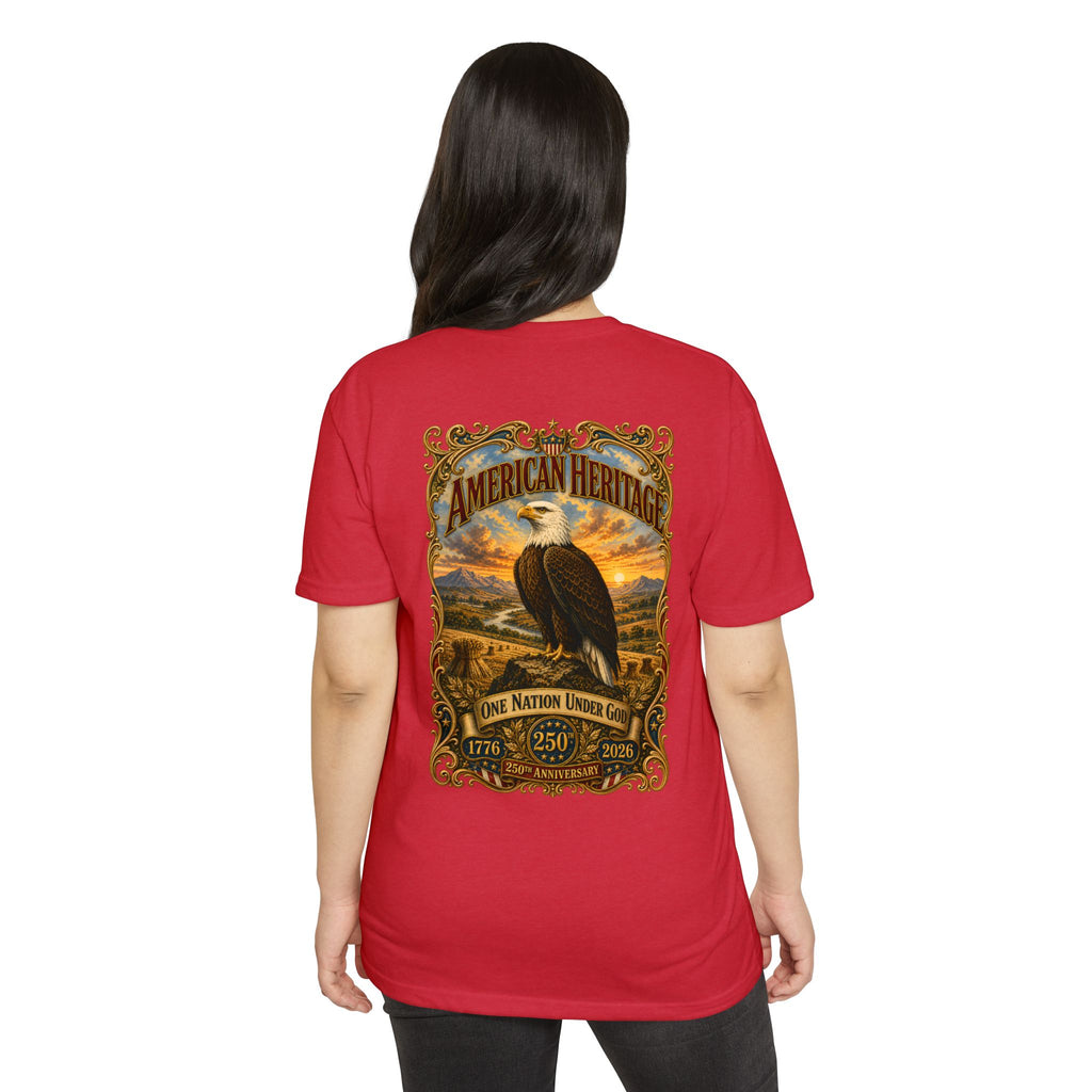 Heritage Print Co - American Heritage - One Nation Under God with Eagle - USA 250 Years - 4th of July - Next Level 6210 CVC Super Soft T-Shirt