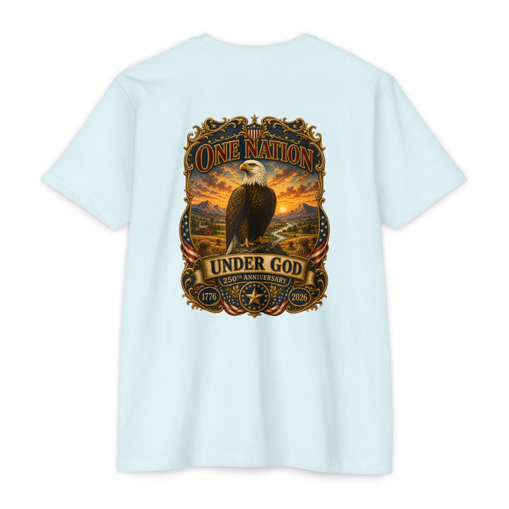 Heritage Print Co - One Nation Under God with Eagle - USA 250th Anniversary 4th of July - Next Level 6210 CVC Super Soft T-Shirt