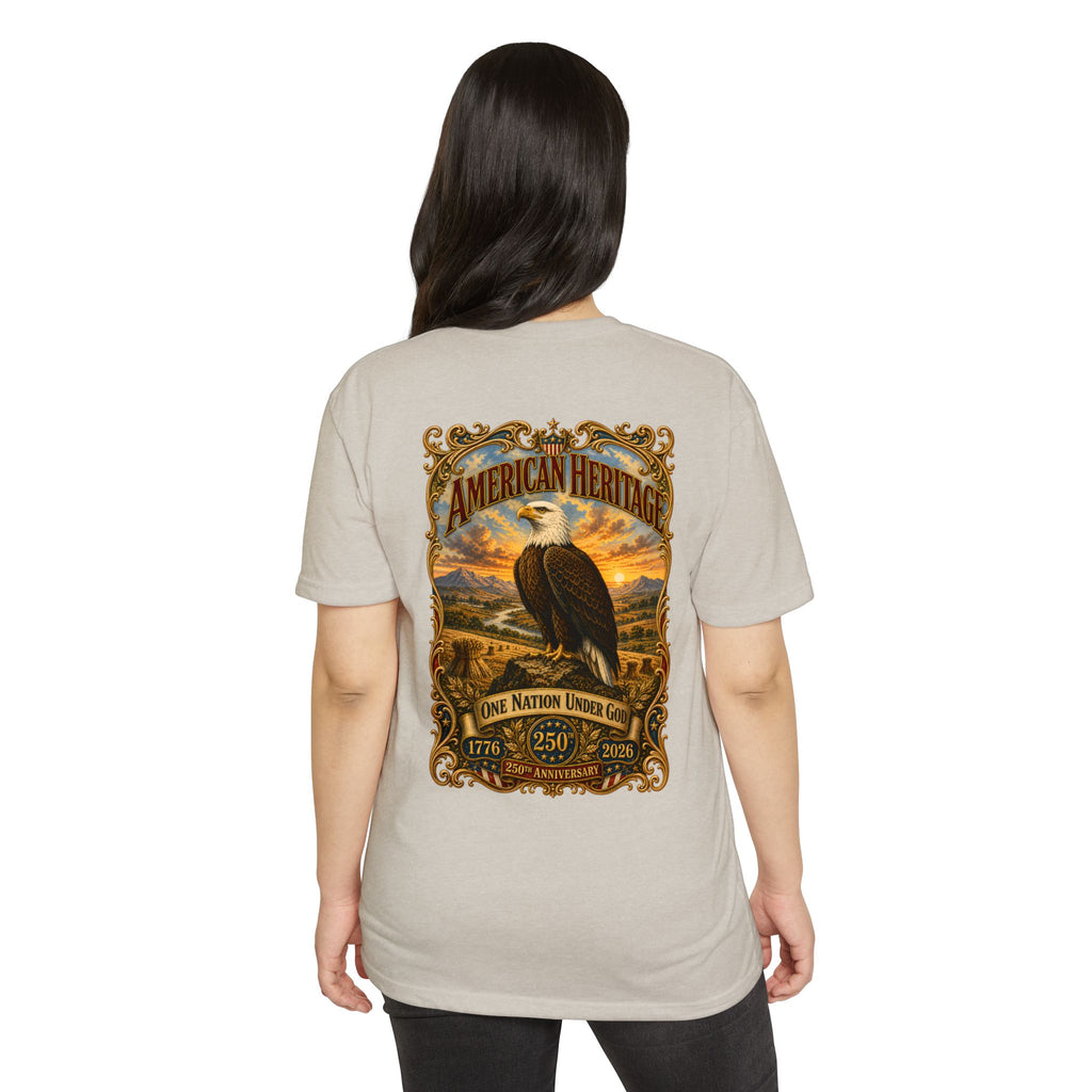 Heritage Print Co - American Heritage - One Nation Under God with Eagle - USA 250 Years - 4th of July - Next Level 6210 CVC Super Soft T-Shirt