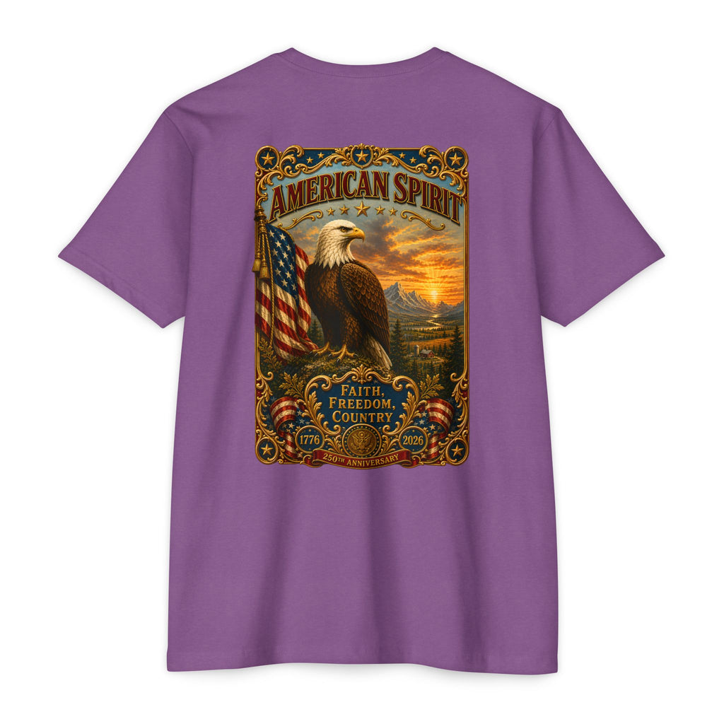 Heritage Print Co - American Spirit - Faith Freedom Country with Eagle - USA 250 years - 4th of July - Next Level 6210 CVC Super Soft T-Shirt