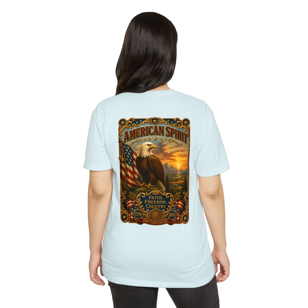 Heritage Print Co - American Spirit - Faith Freedom Country with Eagle - USA 250 years - 4th of July - Next Level 6210 CVC Super Soft T-Shirt