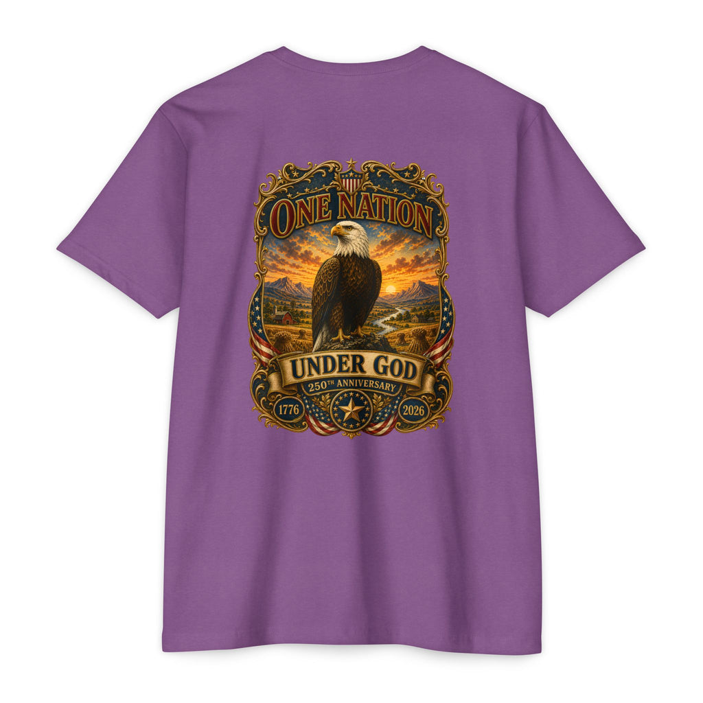Heritage Print Co - One Nation Under God with Eagle - USA 250th Anniversary 4th of July - Next Level 6210 CVC Super Soft T-Shirt
