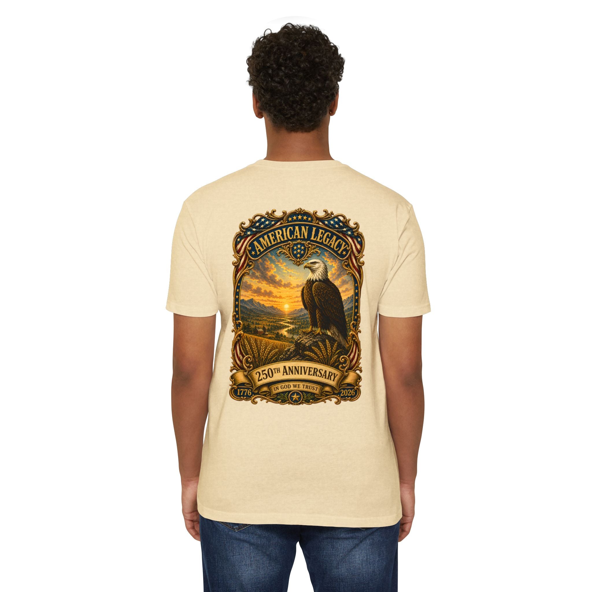 Heritage Print Co - American Legacy - USA 250th Anniversary with Eagle - 4th of July - Next Level 6210 CVC Super Soft T-Shirt