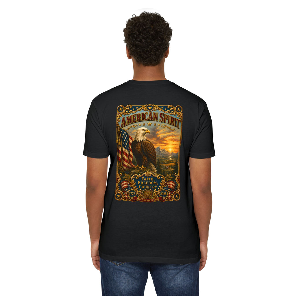 Heritage Print Co - American Spirit - Faith Freedom Country with Eagle - USA 250 years - 4th of July - Next Level 6210 CVC Super Soft T-Shirt