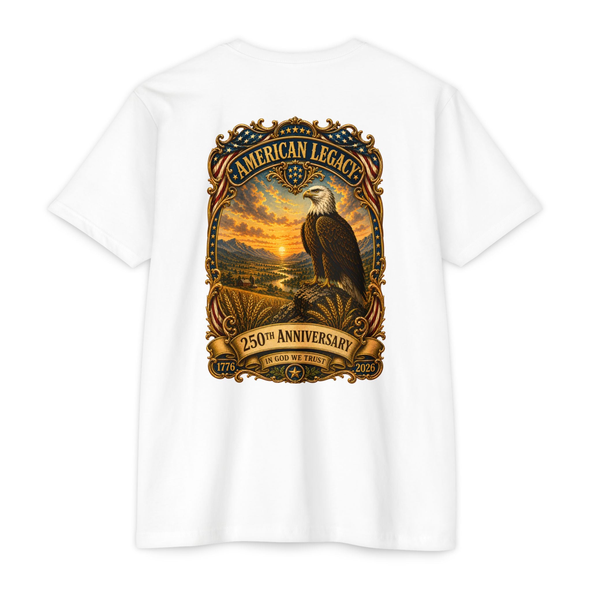 Heritage Print Co - American Legacy - USA 250th Anniversary with Eagle - 4th of July - Next Level 6210 CVC Super Soft T-Shirt