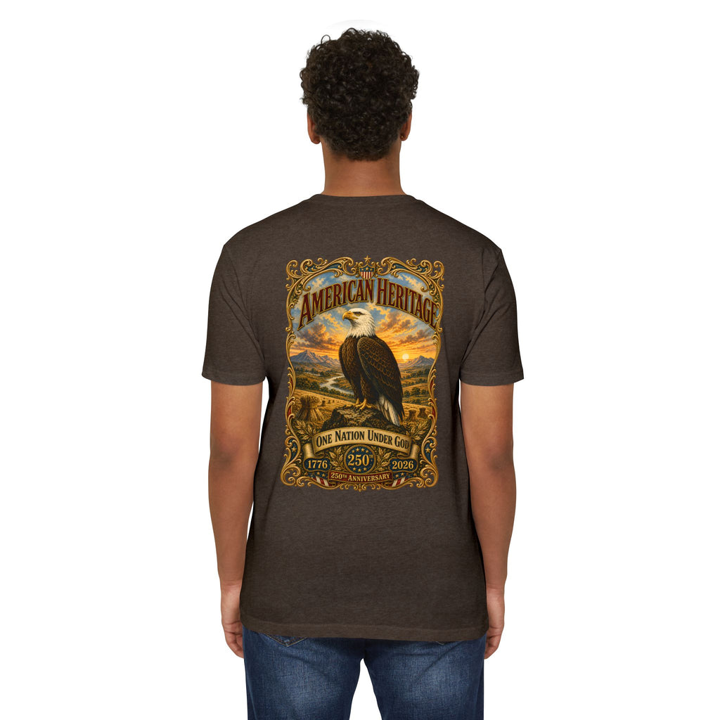 Heritage Print Co - American Heritage - One Nation Under God with Eagle - USA 250 Years - 4th of July - Next Level 6210 CVC Super Soft T-Shirt