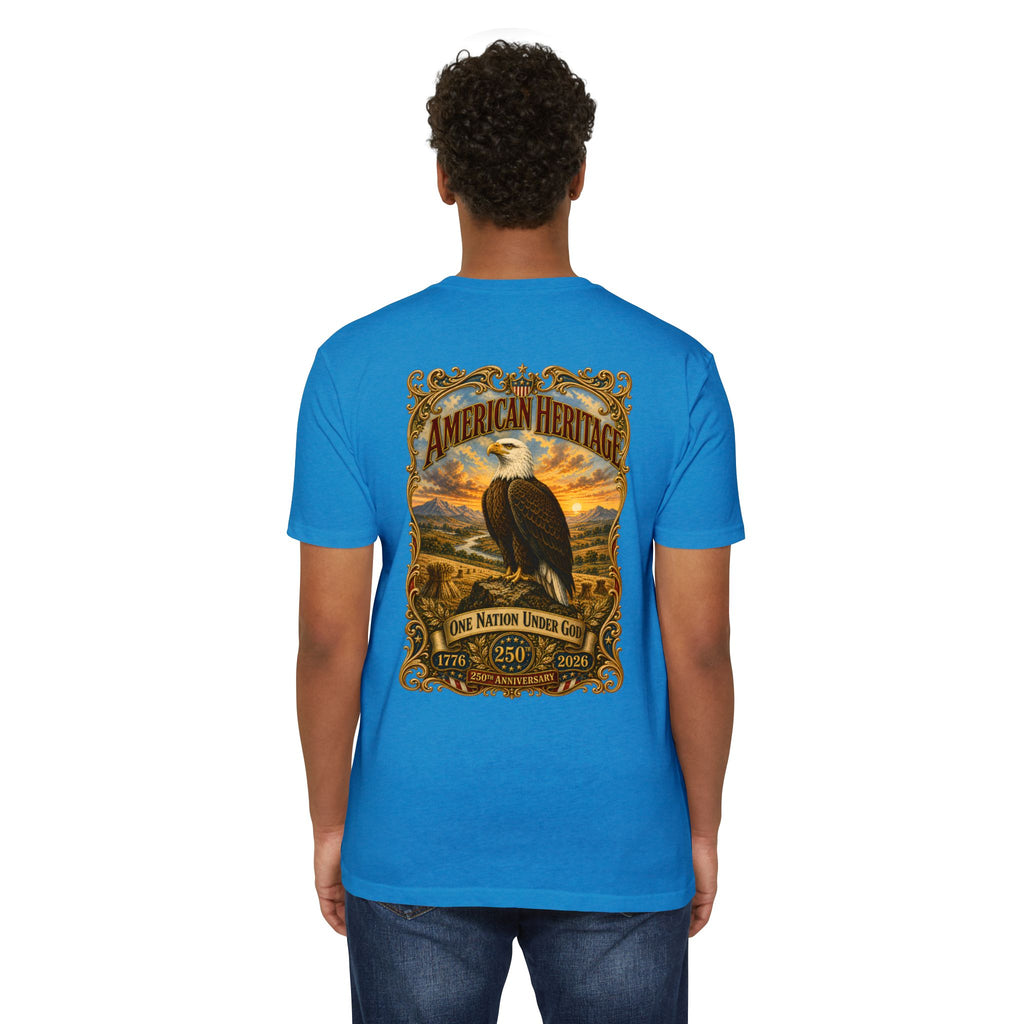 Heritage Print Co - American Heritage - One Nation Under God with Eagle - USA 250 Years - 4th of July - Next Level 6210 CVC Super Soft T-Shirt