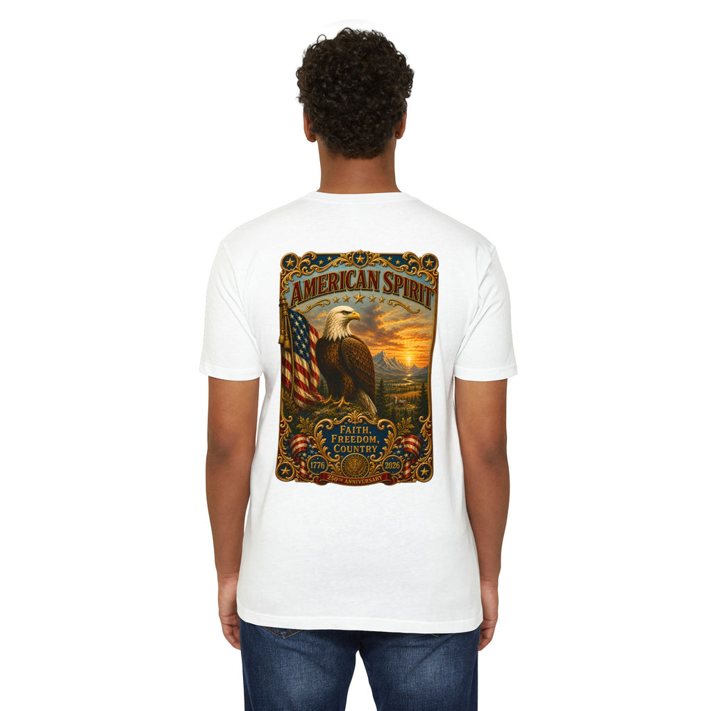 Heritage Print Co - American Spirit - Faith Freedom Country with Eagle - USA 250 years - 4th of July - Next Level 6210 CVC Super Soft T-Shirt