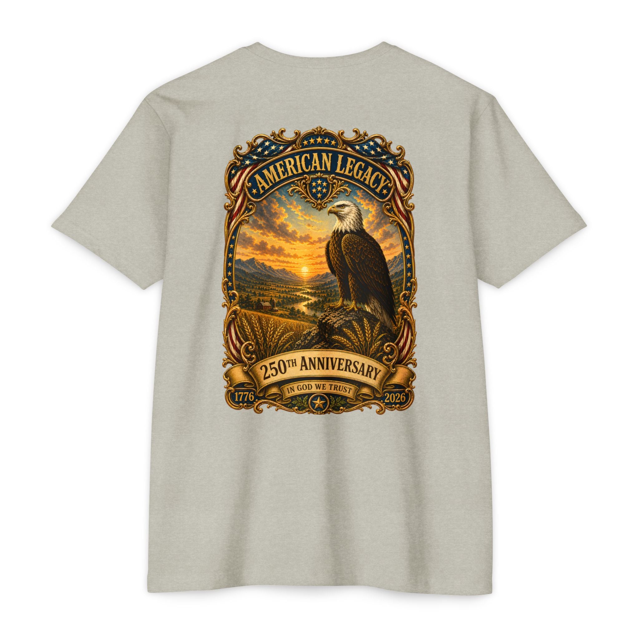 Heritage Print Co - American Legacy - USA 250th Anniversary with Eagle - 4th of July - Next Level 6210 CVC Super Soft T-Shirt