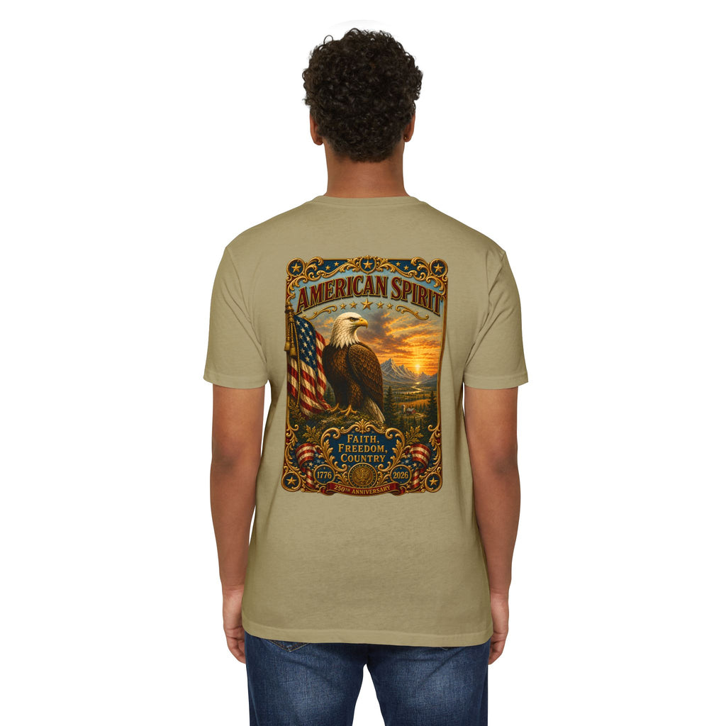 Heritage Print Co - American Spirit - Faith Freedom Country with Eagle - USA 250 years - 4th of July - Next Level 6210 CVC Super Soft T-Shirt