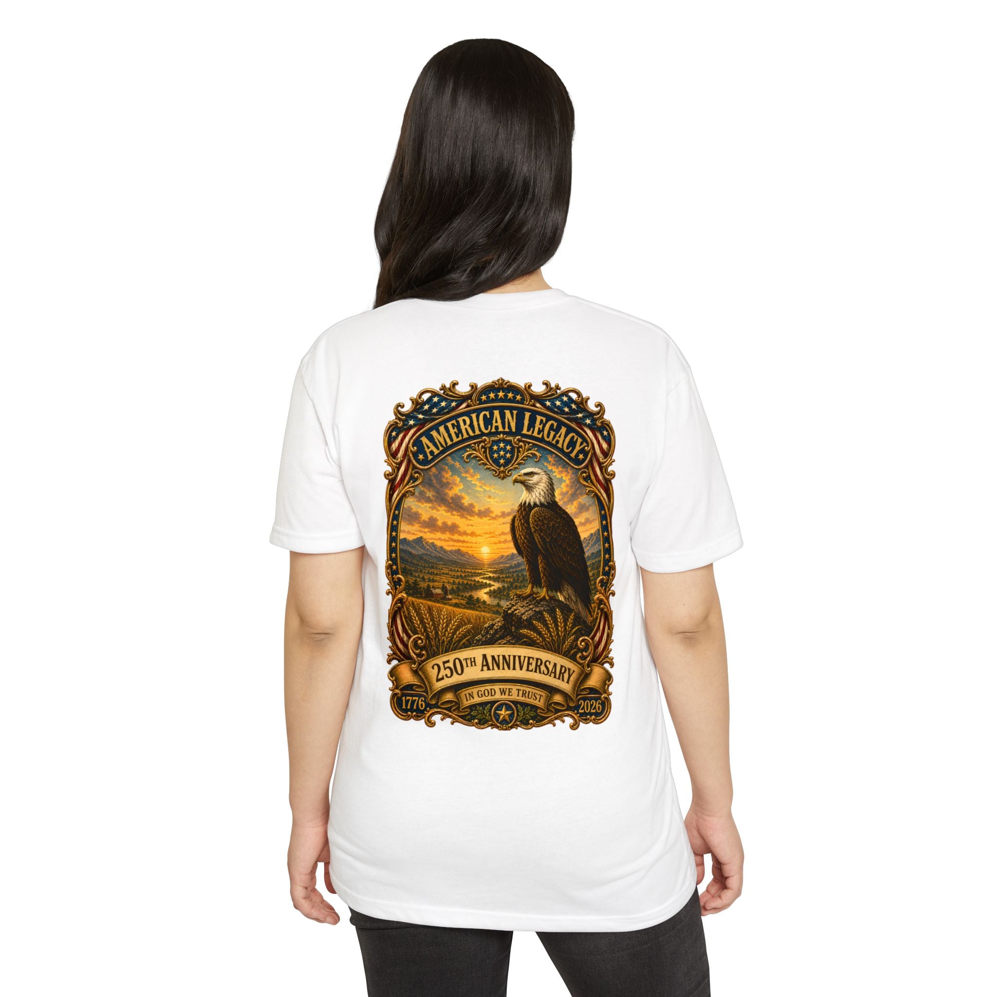 Heritage Print Co - American Legacy - USA 250th Anniversary with Eagle - 4th of July - Next Level 6210 CVC Super Soft T-Shirt