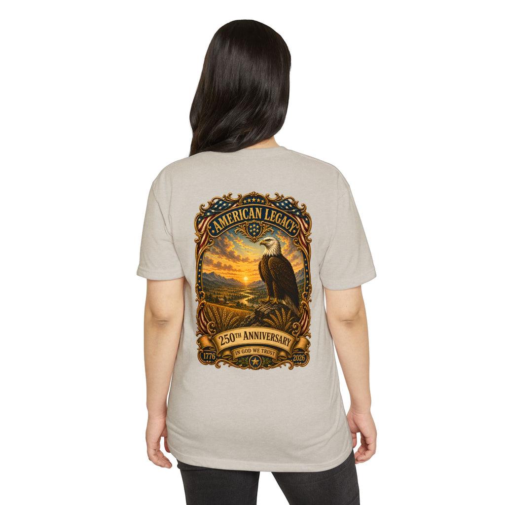 Heritage Print Co - American Legacy - USA 250th Anniversary with Eagle - 4th of July - Next Level 6210 CVC Super Soft T-Shirt