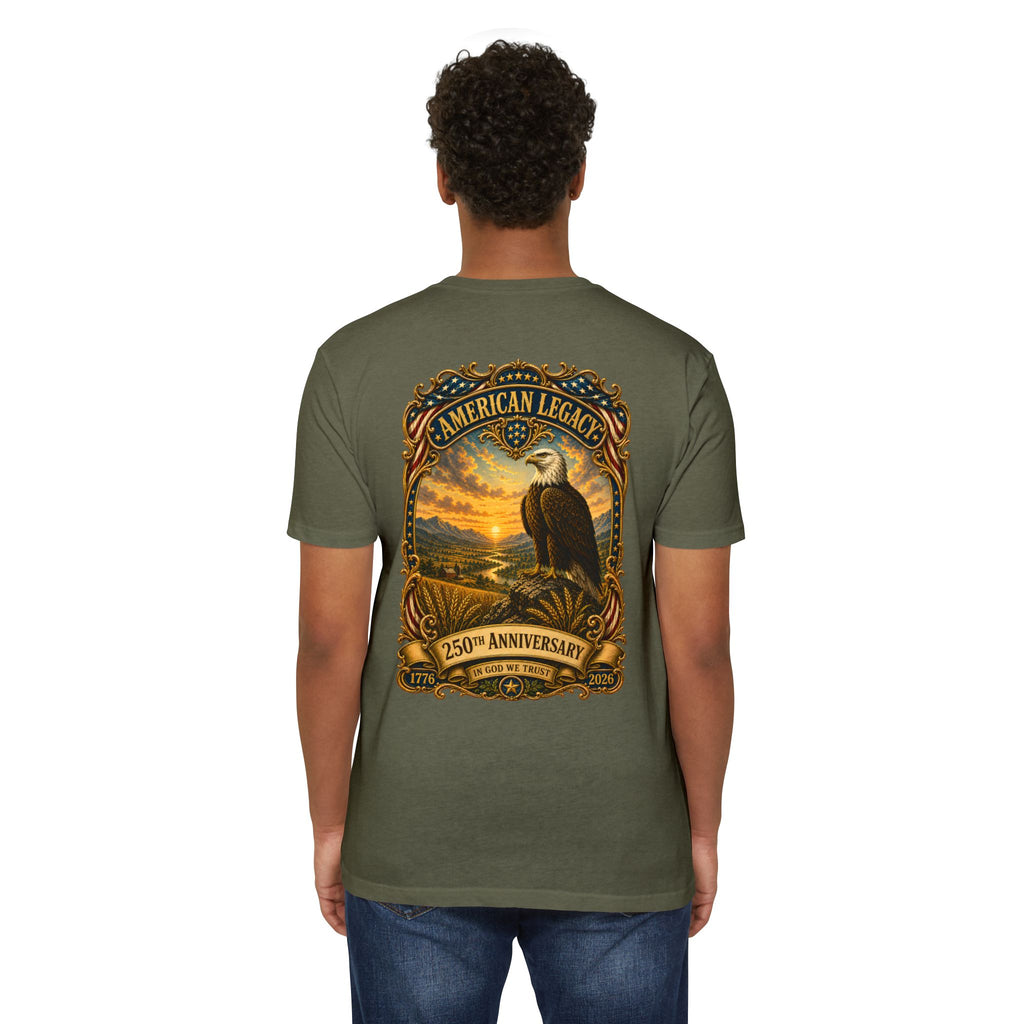 Heritage Print Co - American Legacy - USA 250th Anniversary with Eagle - 4th of July - Next Level 6210 CVC Super Soft T-Shirt