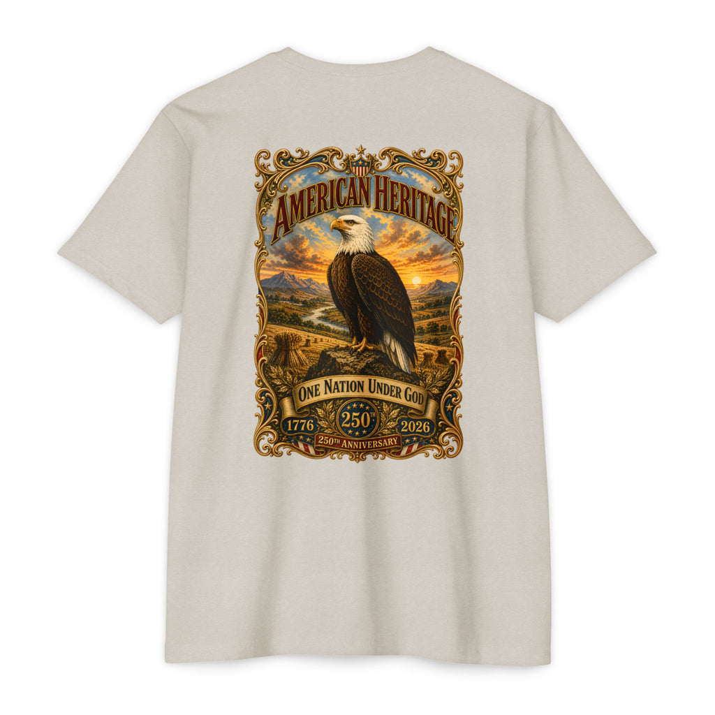 Heritage Print Co - American Heritage - One Nation Under God with Eagle - USA 250 Years - 4th of July - Next Level 6210 CVC Super Soft T-Shirt
