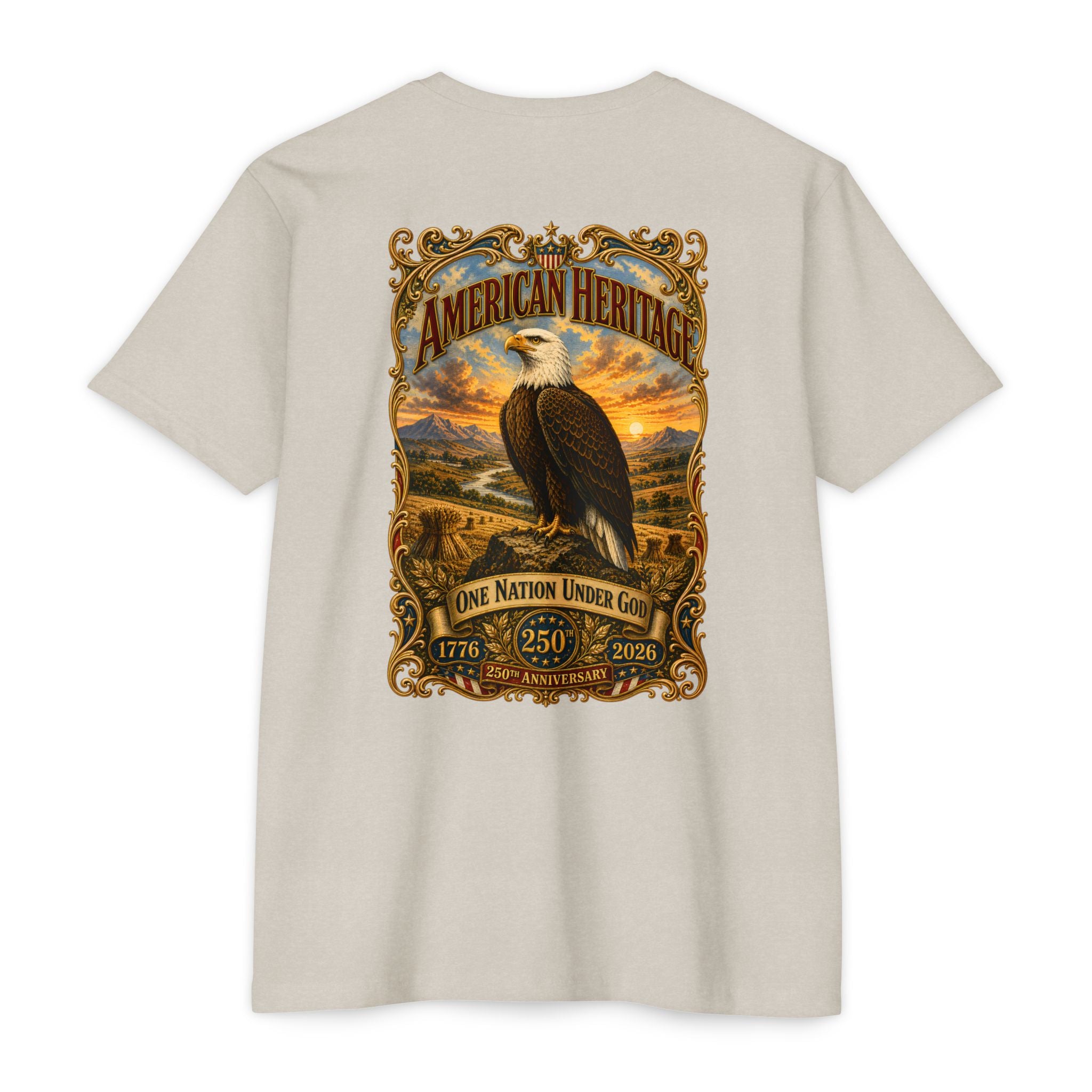 Heritage Print Co - American Heritage - One Nation Under God with Eagle - USA 250 Years - 4th of July - Next Level 6210 CVC Super Soft T-Shirt