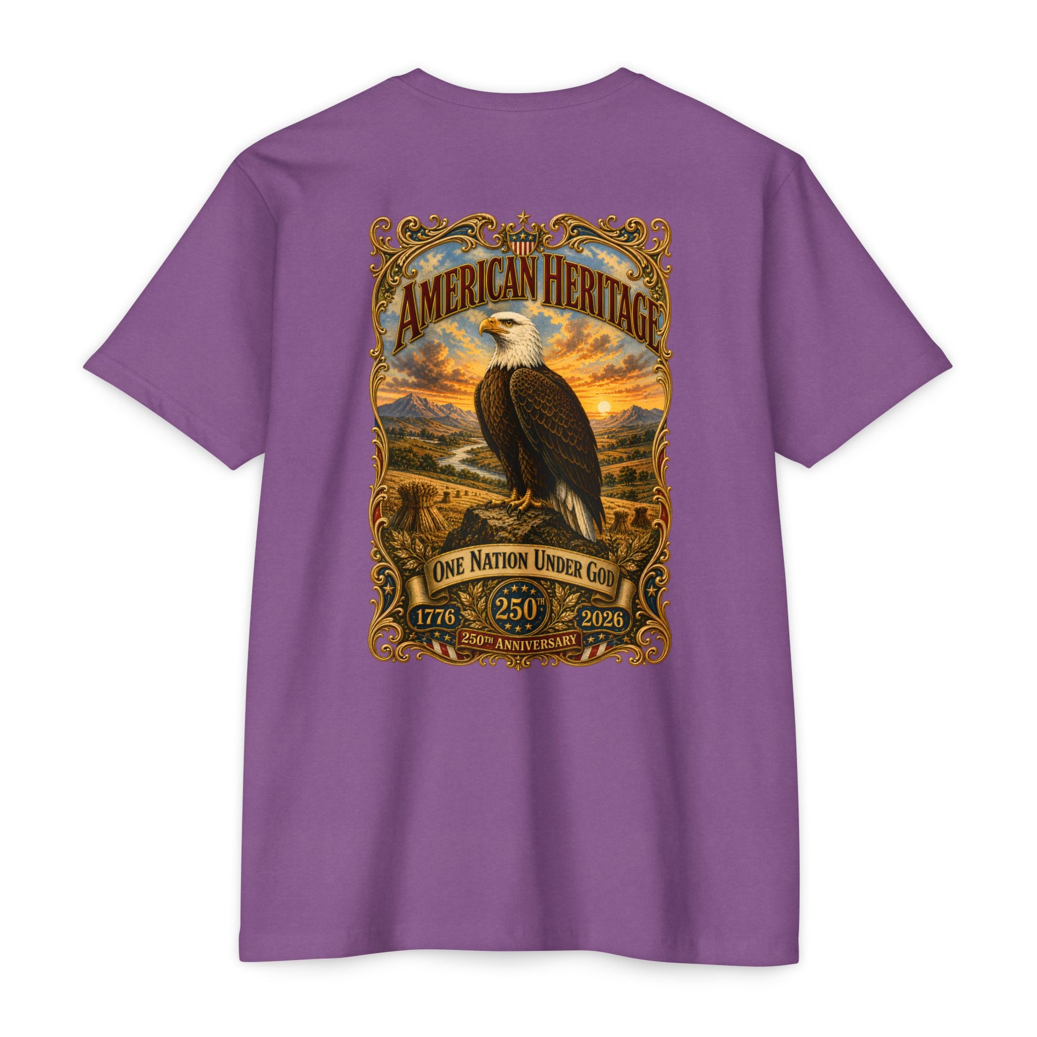 Heritage Print Co - American Heritage - One Nation Under God with Eagle - USA 250 Years - 4th of July - Next Level 6210 CVC Super Soft T-Shirt
