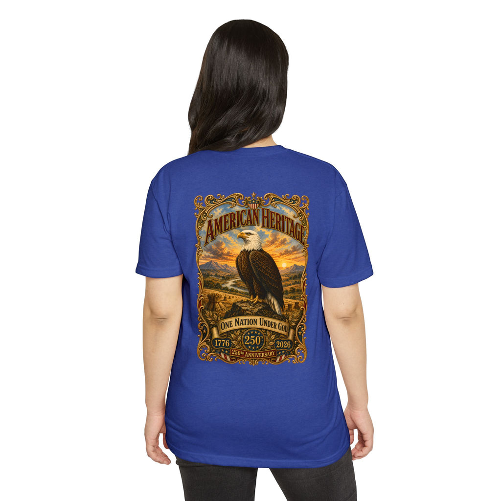 Heritage Print Co - American Heritage - One Nation Under God with Eagle - USA 250 Years - 4th of July - Next Level 6210 CVC Super Soft T-Shirt