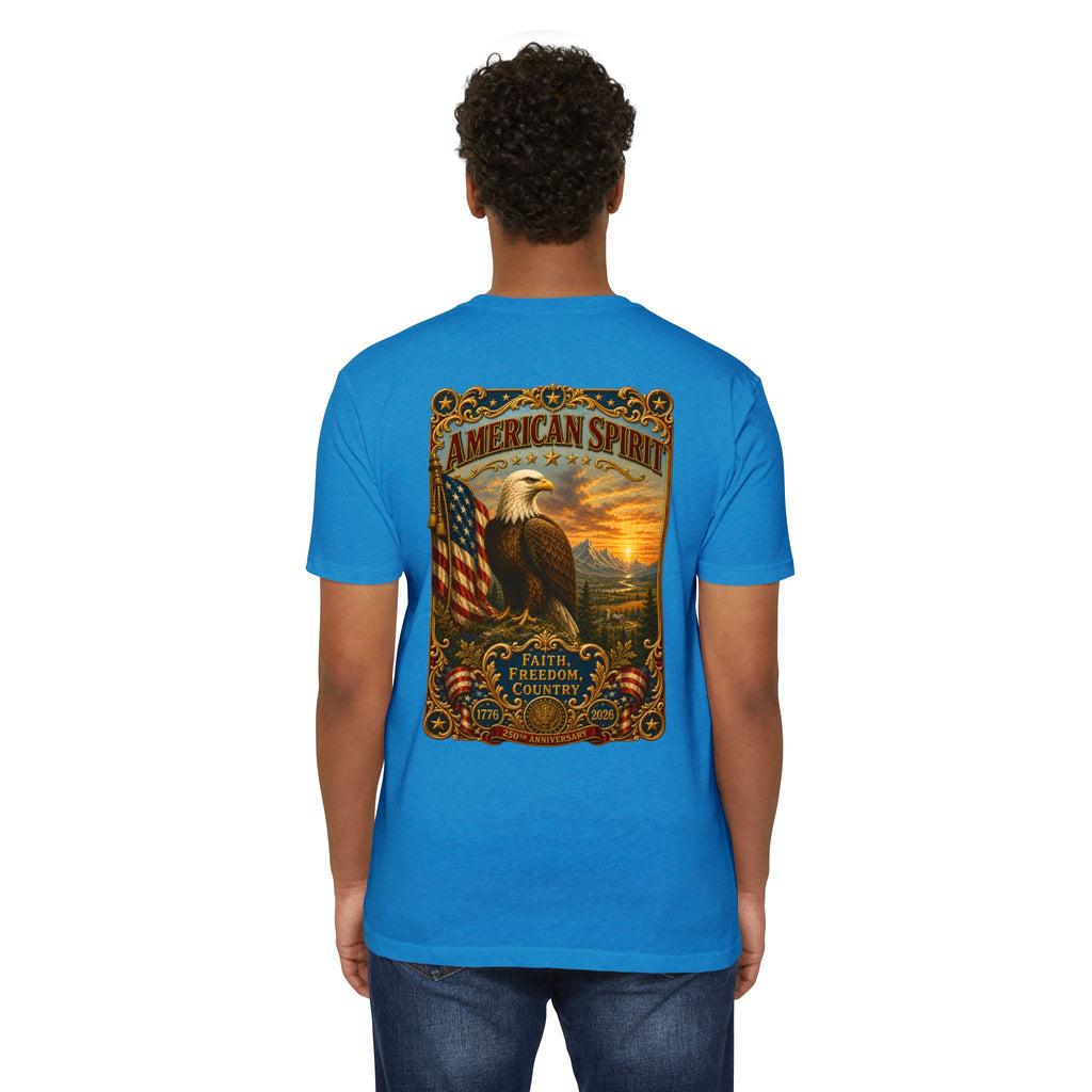 Heritage Print Co - American Spirit - Faith Freedom Country with Eagle - USA 250 years - 4th of July - Next Level 6210 CVC Super Soft T-Shirt