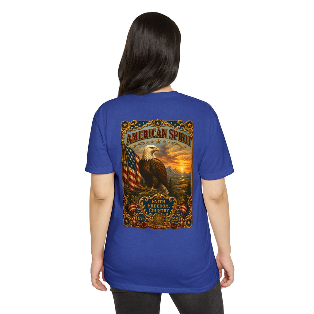 Heritage Print Co - American Spirit - Faith Freedom Country with Eagle - USA 250 years - 4th of July - Next Level 6210 CVC Super Soft T-Shirt
