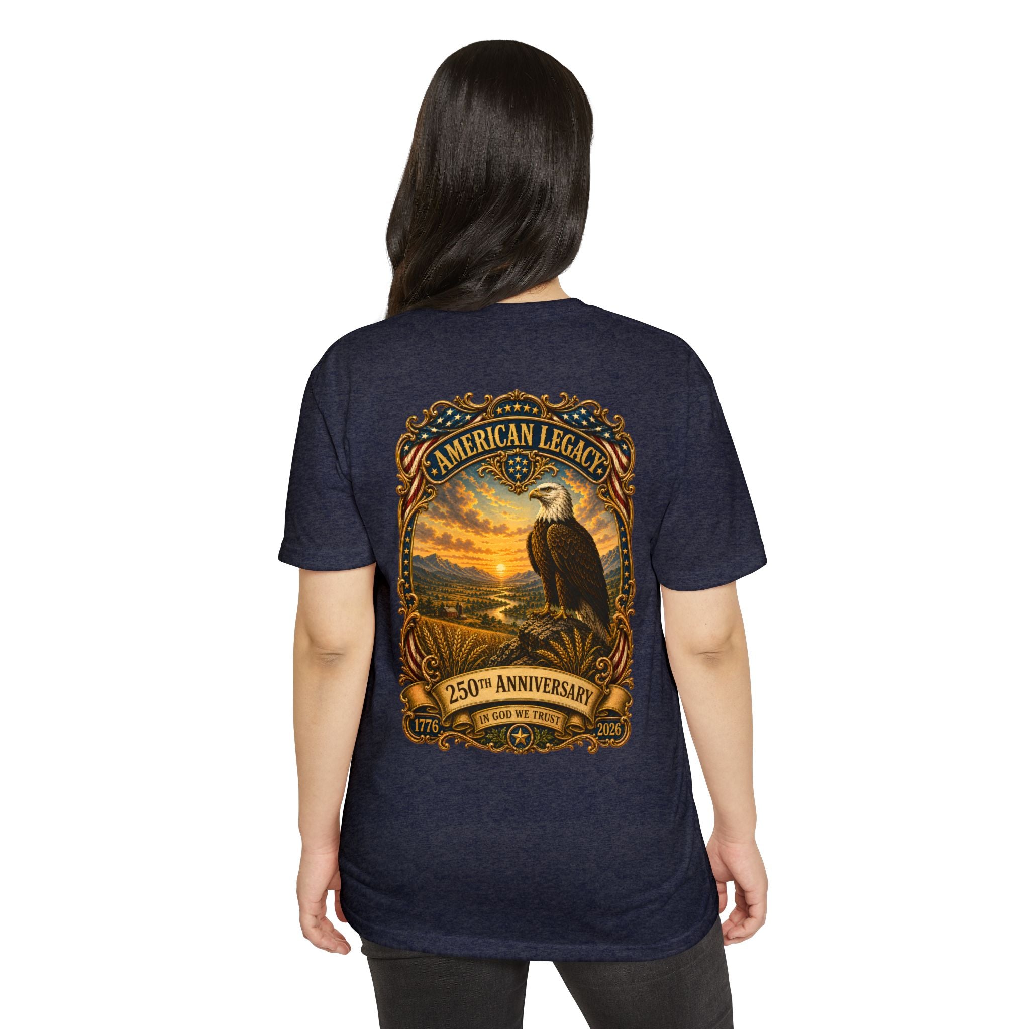 Heritage Print Co - American Legacy - USA 250th Anniversary with Eagle - 4th of July - Next Level 6210 CVC Super Soft T-Shirt
