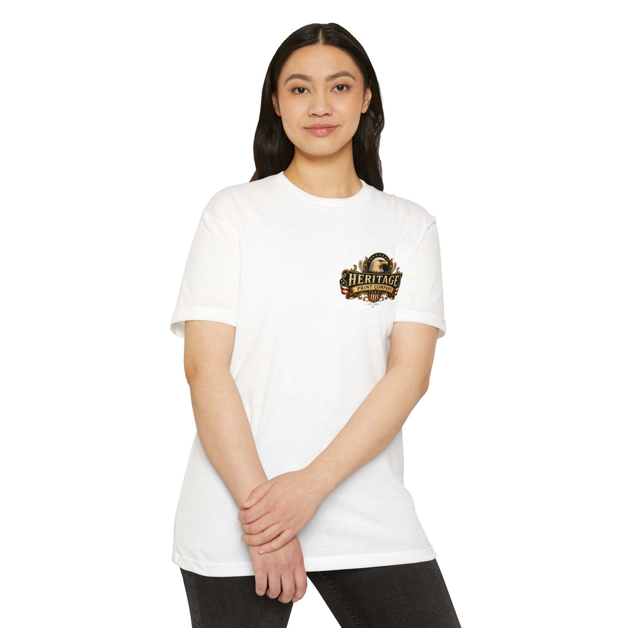 Heritage Print Co - One Nation Under God with Eagle - USA 250th Anniversary 4th of July - Next Level 6210 CVC Super Soft T-Shirt