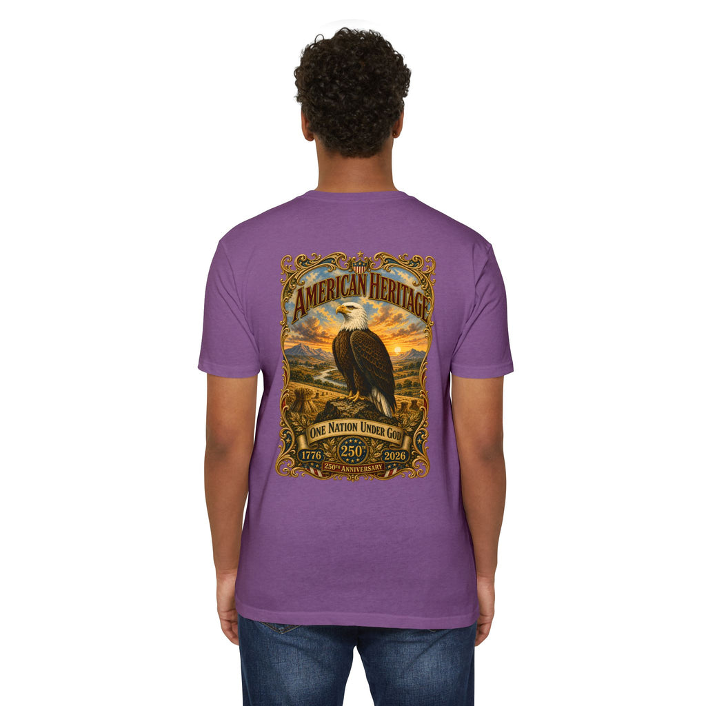 Heritage Print Co - American Heritage - One Nation Under God with Eagle - USA 250 Years - 4th of July - Next Level 6210 CVC Super Soft T-Shirt