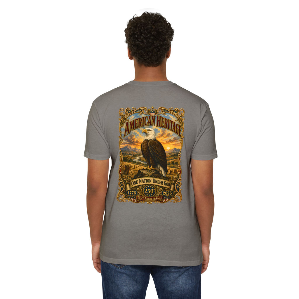 Heritage Print Co - American Heritage - One Nation Under God with Eagle - USA 250 Years - 4th of July - Next Level 6210 CVC Super Soft T-Shirt