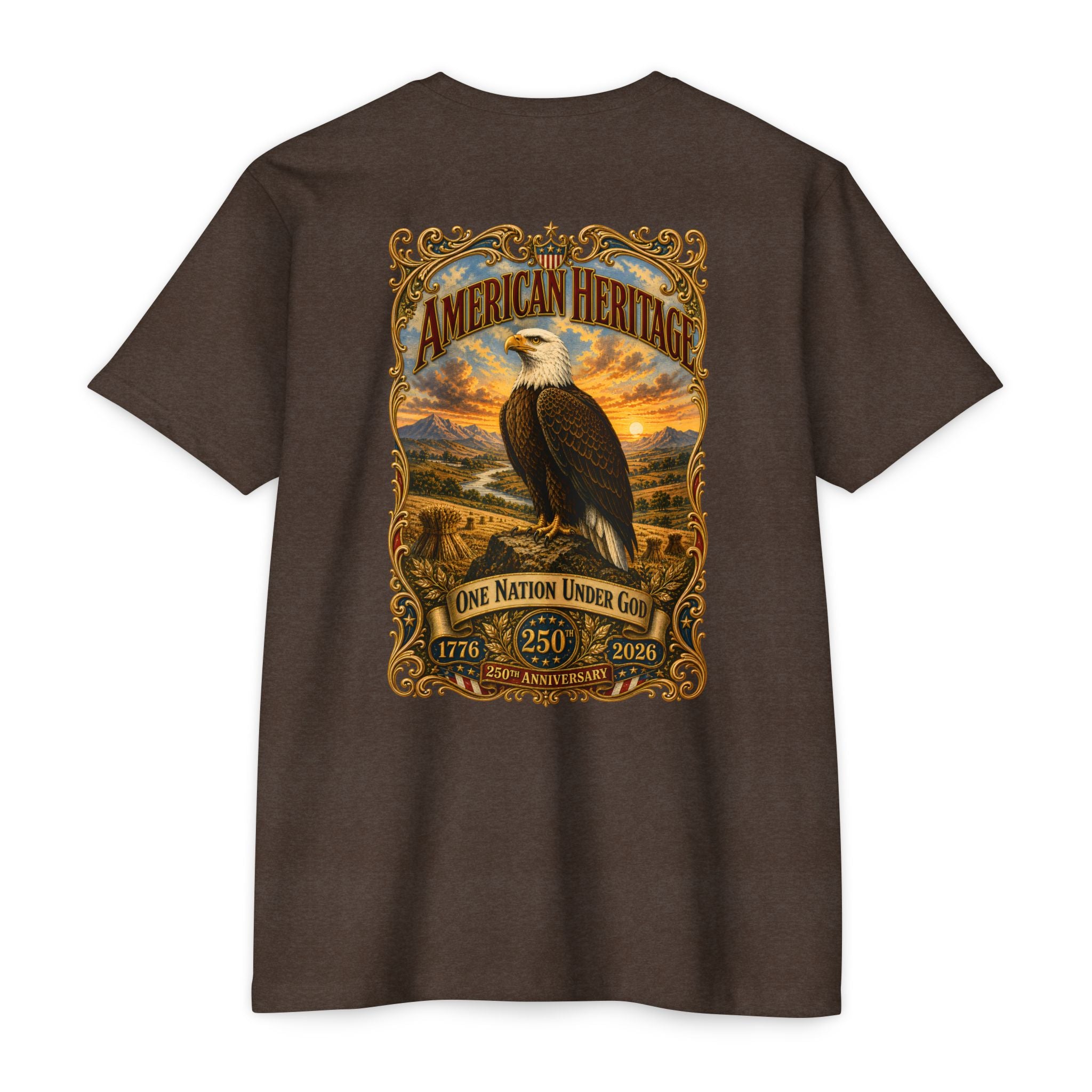 Heritage Print Co - American Heritage - One Nation Under God with Eagle - USA 250 Years - 4th of July - Next Level 6210 CVC Super Soft T-Shirt