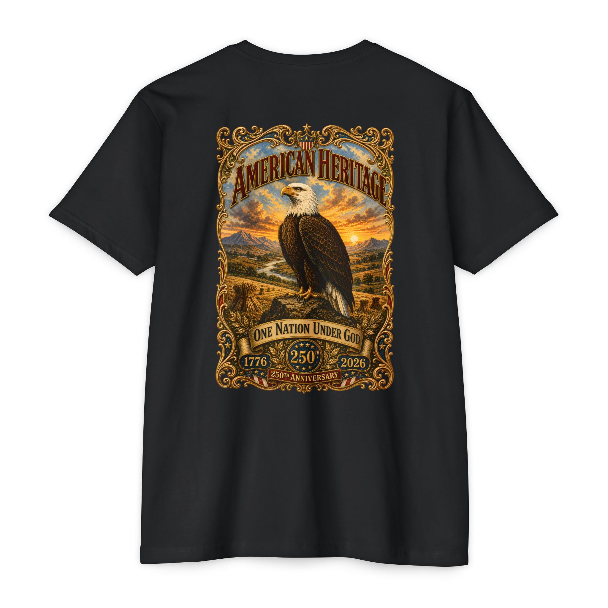 Heritage Print Co - American Heritage - One Nation Under God with Eagle - USA 250 Years - 4th of July - Next Level 6210 CVC Super Soft T-Shirt