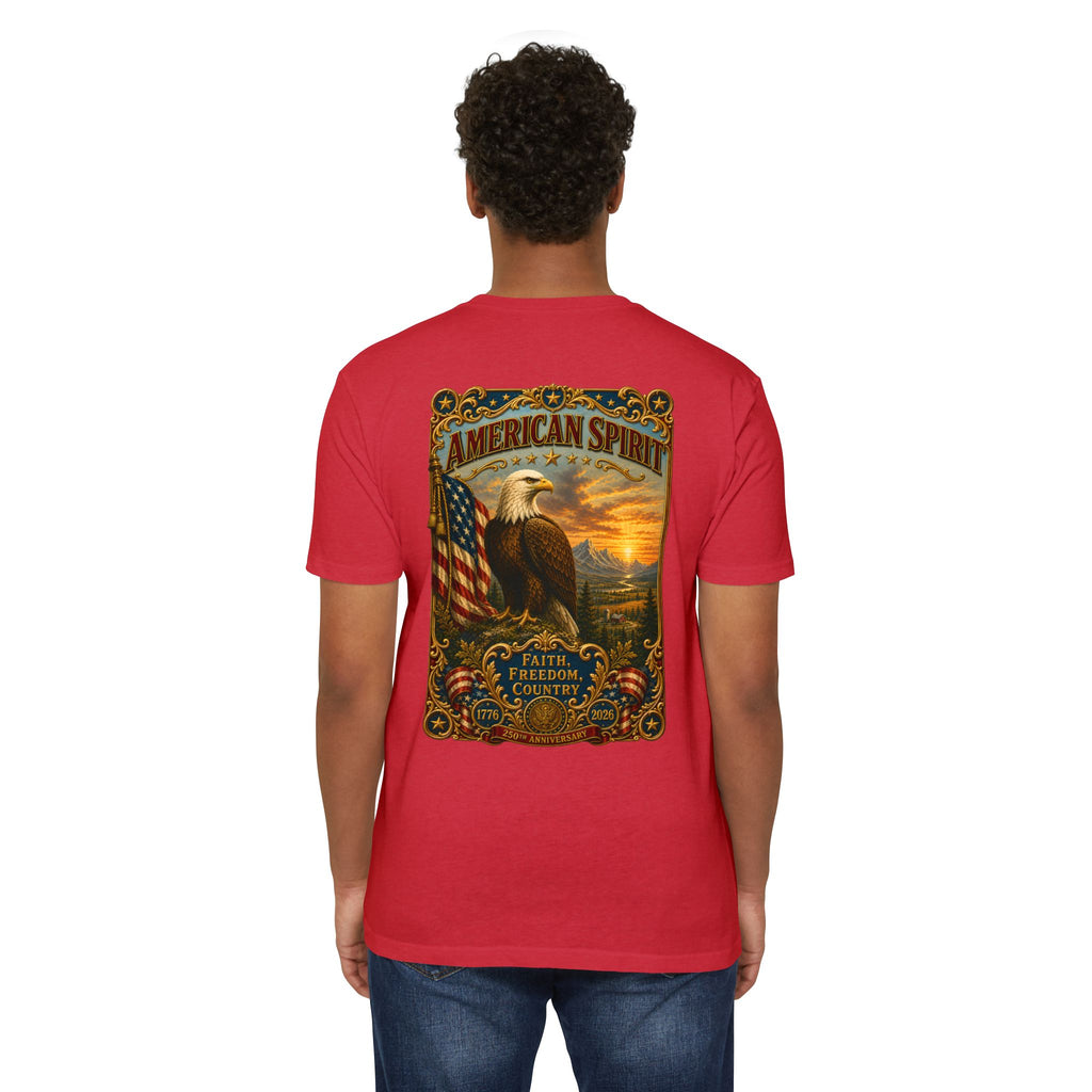 Heritage Print Co - American Spirit - Faith Freedom Country with Eagle - USA 250 years - 4th of July - Next Level 6210 CVC Super Soft T-Shirt