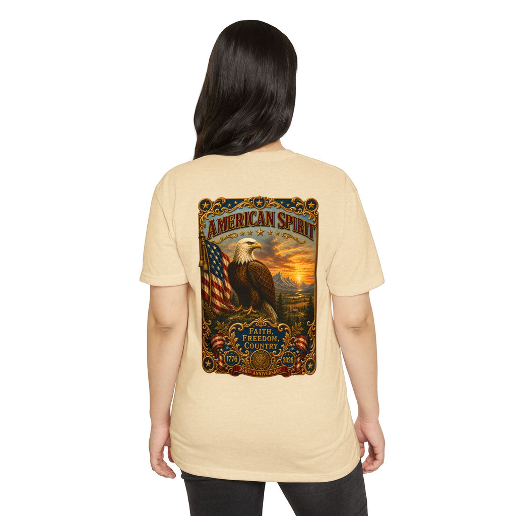 Heritage Print Co - American Spirit - Faith Freedom Country with Eagle - USA 250 years - 4th of July - Next Level 6210 CVC Super Soft T-Shirt