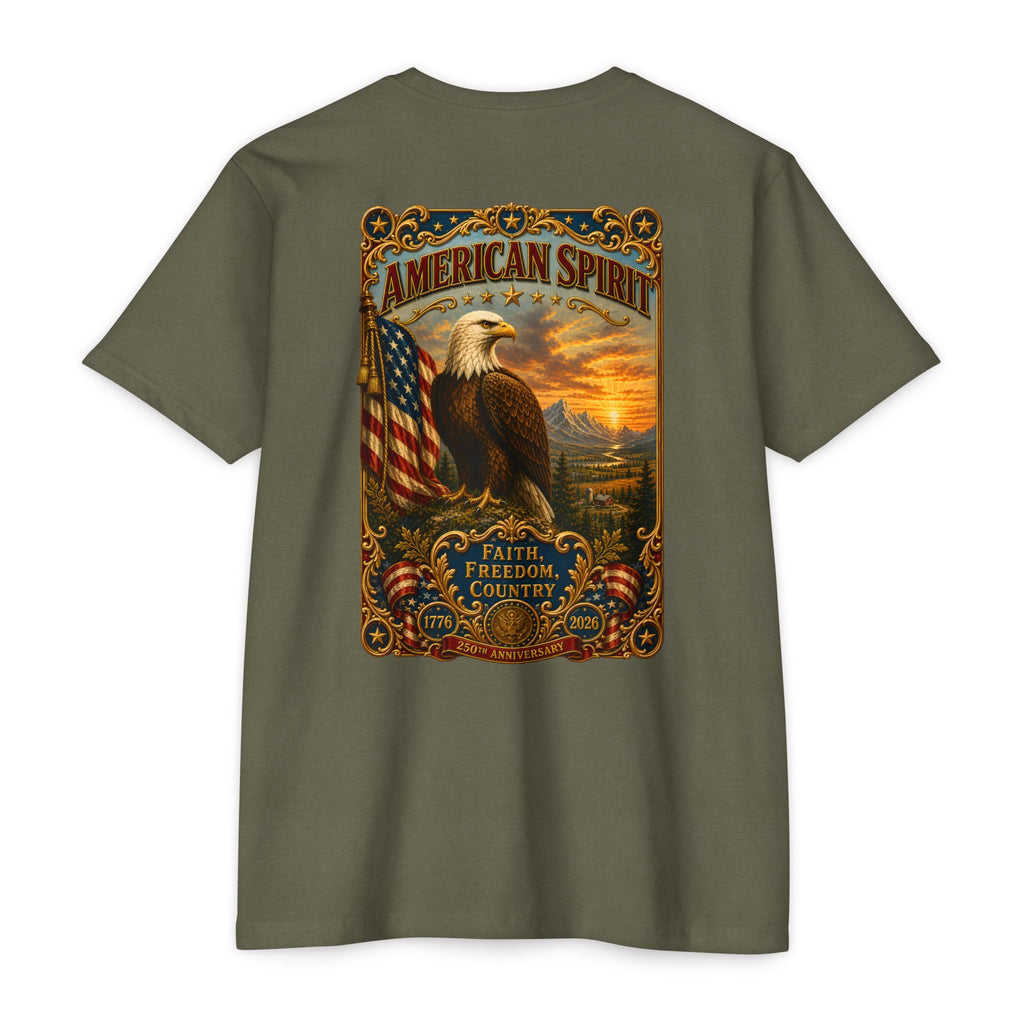 Heritage Print Co - American Spirit - Faith Freedom Country with Eagle - USA 250 years - 4th of July - Next Level 6210 CVC Super Soft T-Shirt