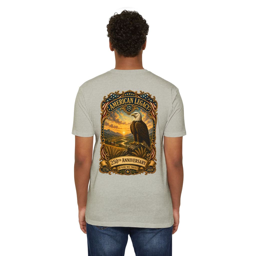 Heritage Print Co - American Legacy - USA 250th Anniversary with Eagle - 4th of July - Next Level 6210 CVC Super Soft T-Shirt