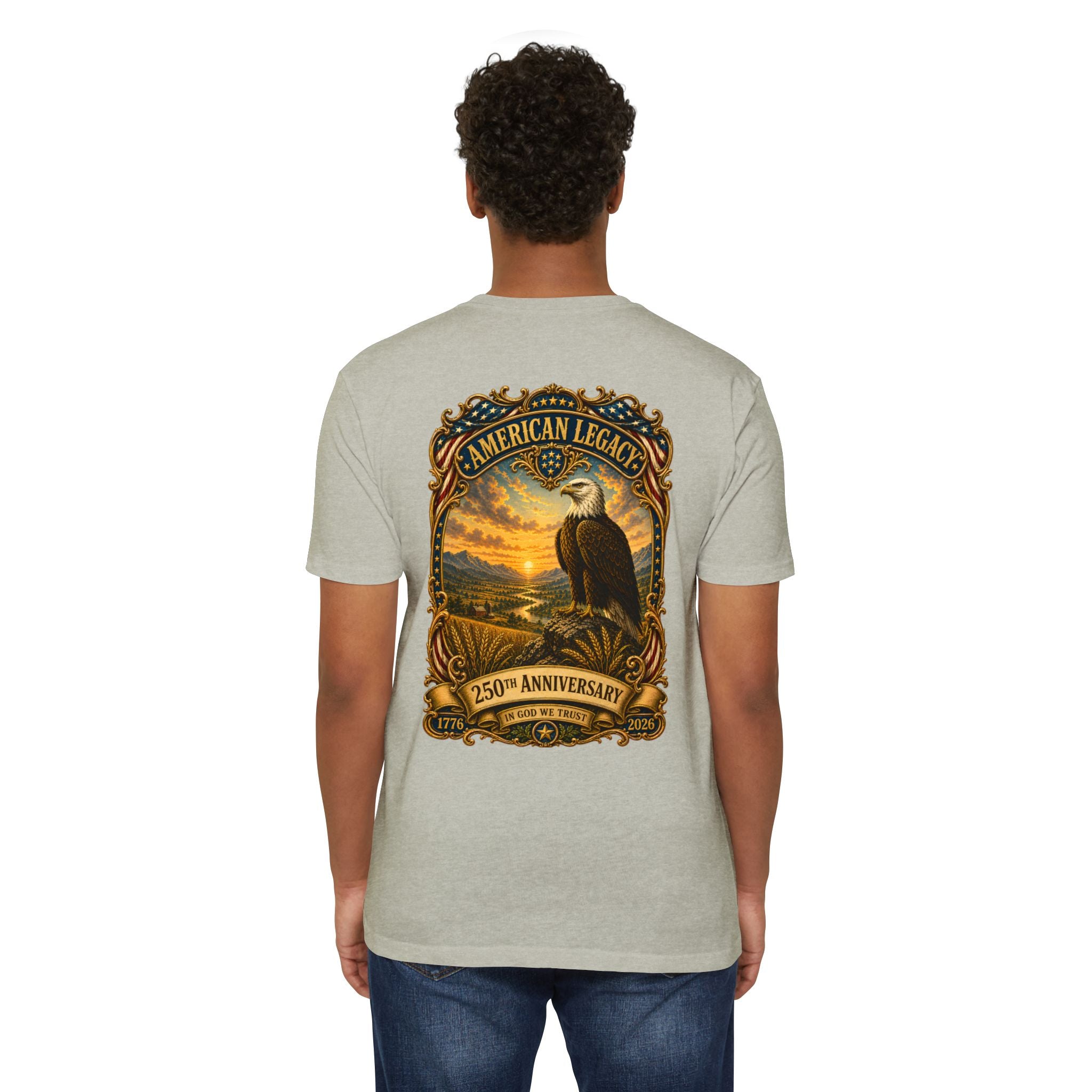 Heritage Print Co - American Legacy - USA 250th Anniversary with Eagle - 4th of July - Next Level 6210 CVC Super Soft T-Shirt