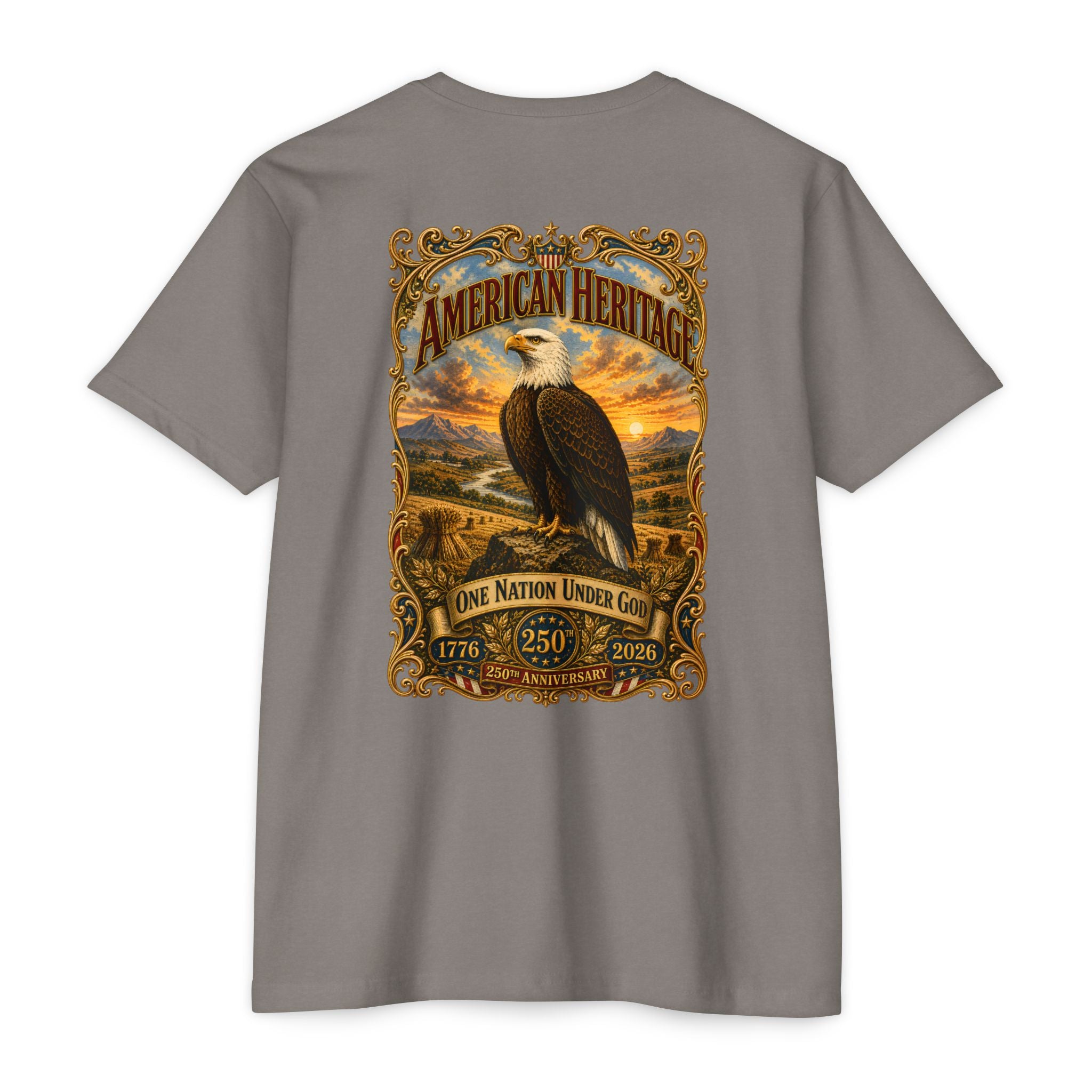 Heritage Print Co - American Heritage - One Nation Under God with Eagle - USA 250 Years - 4th of July - Next Level 6210 CVC Super Soft T-Shirt