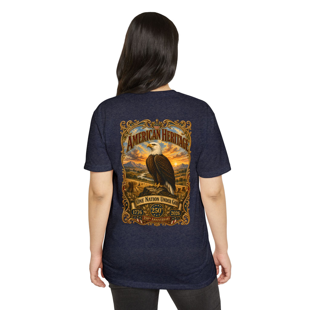 Heritage Print Co - American Heritage - One Nation Under God with Eagle - USA 250 Years - 4th of July - Next Level 6210 CVC Super Soft T-Shirt