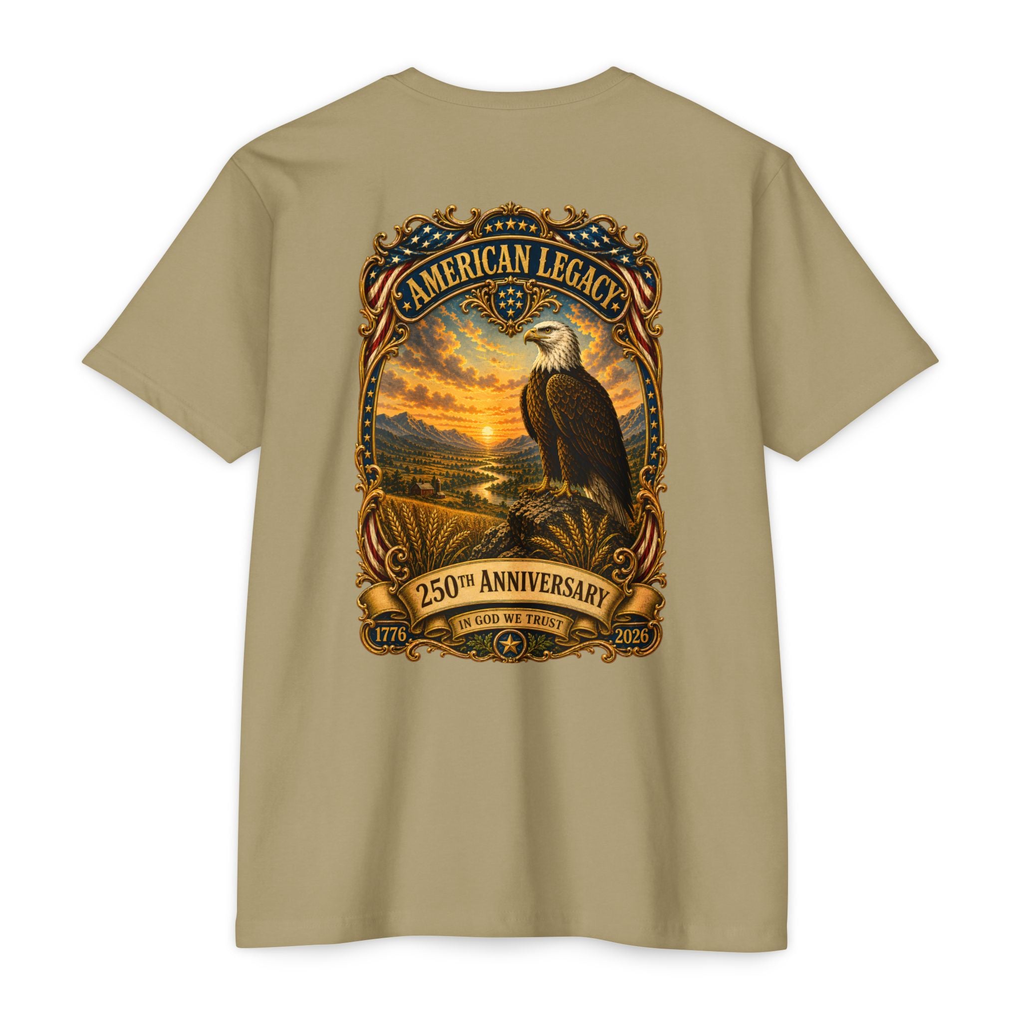 Heritage Print Co - American Legacy - USA 250th Anniversary with Eagle - 4th of July - Next Level 6210 CVC Super Soft T-Shirt