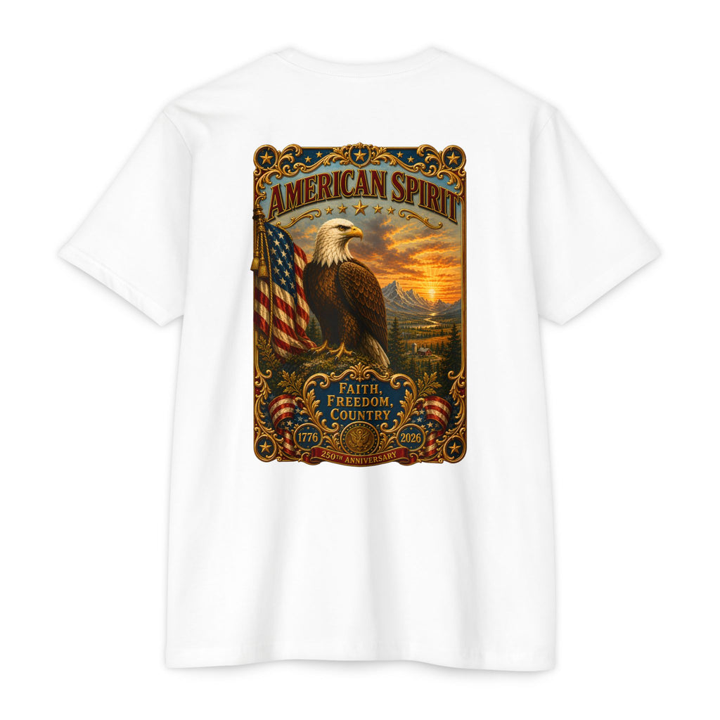 Heritage Print Co - American Spirit - Faith Freedom Country with Eagle - USA 250 years - 4th of July - Next Level 6210 CVC Super Soft T-Shirt
