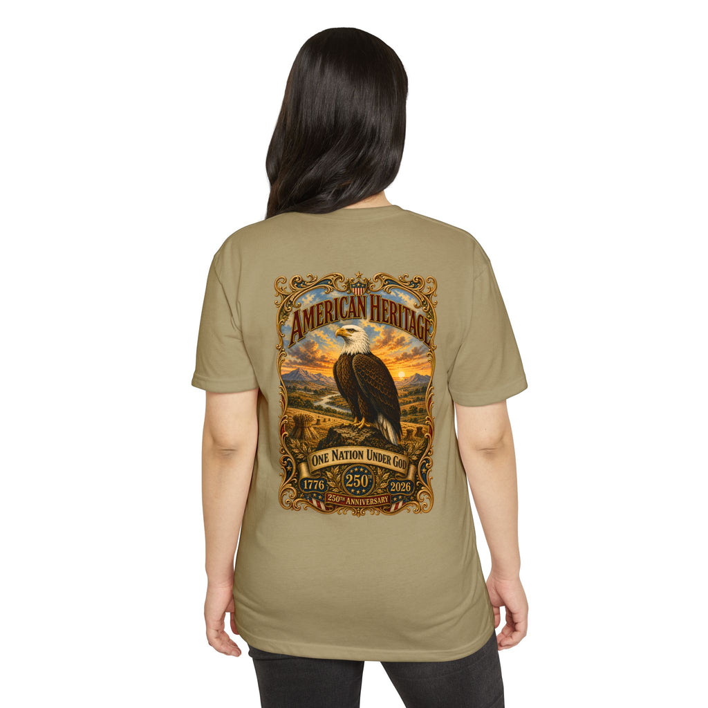 Heritage Print Co - American Heritage - One Nation Under God with Eagle - USA 250 Years - 4th of July - Next Level 6210 CVC Super Soft T-Shirt
