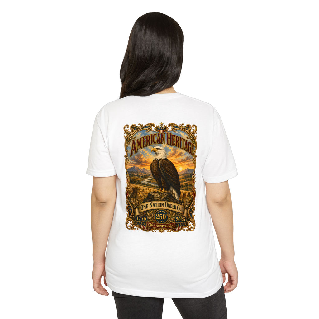 Heritage Print Co - American Heritage - One Nation Under God with Eagle - USA 250 Years - 4th of July - Next Level 6210 CVC Super Soft T-Shirt