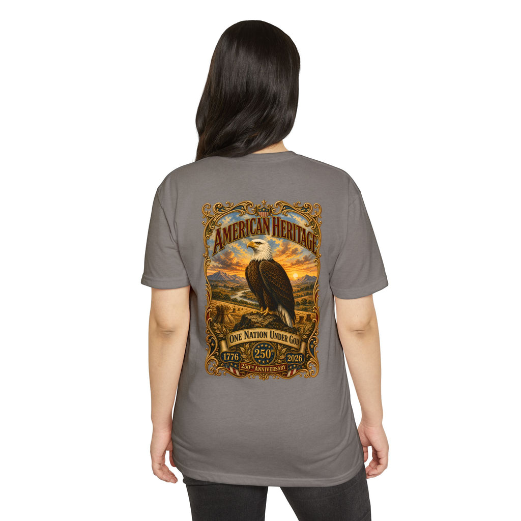 Heritage Print Co - American Heritage - One Nation Under God with Eagle - USA 250 Years - 4th of July - Next Level 6210 CVC Super Soft T-Shirt
